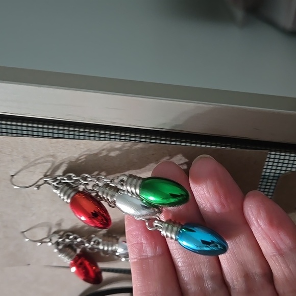 Colorful Christmas Light Bubs Drop Earrings - Picture 3 of 6